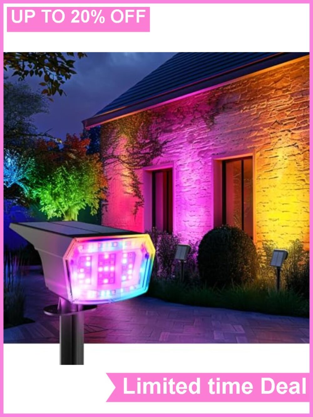 Solar Spot Lights Outdoor Waterproof 2 Pack RGB LED Landscape Spotlights